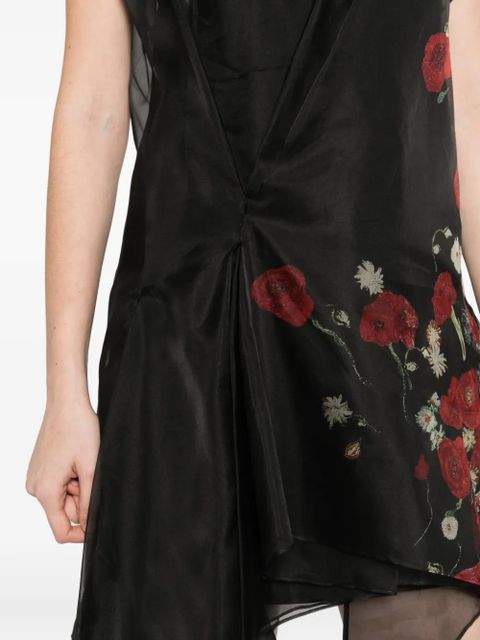 KHAITE floral-print V-neck mini dress - Black