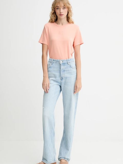 Calvin Klein t-shirt bawełniany damski kolor pomarańczowy LV044D201G - zdjęcie produktu nr 2