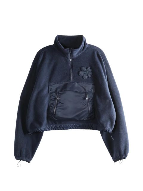 Cecilie Bahnsen flower-appliqué half-zip sweatshirt - Blue - zdjęcie produktu nr 1
