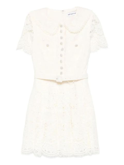 Self-Portrait lace embellished collar dress - Neutrals - zdjęcie produktu nr 1