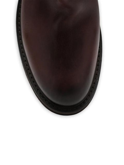 Miu Miu Foule logo-embossed leather ankle boots - Brown