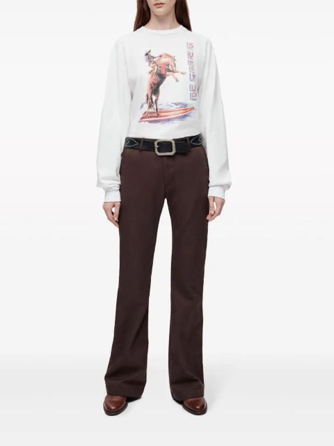 RE/DONE pressed-crease cotton-blend flared trousers - Brown - zdjęcie produktu nr 2