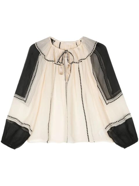 Ulla Johnson Lenore silk chiffon blouse - Neutrals - zdjęcie produktu nr 1