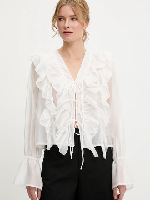 Answear.LAB koszula damska kolor biały regular z wiązanym dekoltem - zdjęcie produktu nr 1