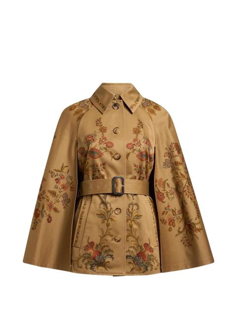 ETRO belted print cape jacket - Brown - zdjęcie produktu nr 1