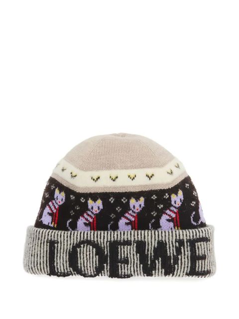 LOEWE cat-motif logo beanie - Neutrals - zdjęcie produktu nr 1