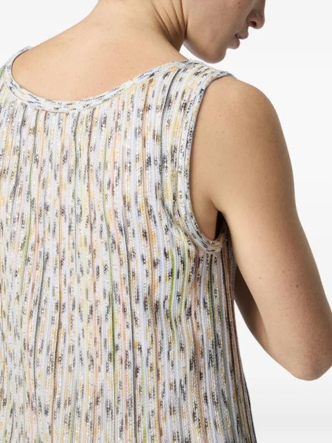 Missoni pleated striped-pattern mini dress - White