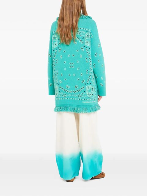 Alanui bandana jacquard fringe cardi-coat - Blue