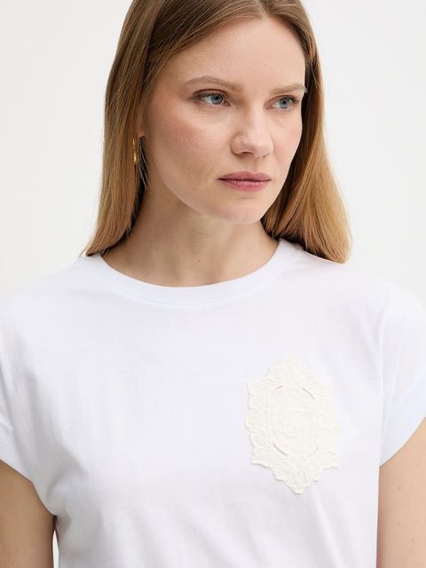 Twinset t-shirt bawełniany damski kolor biały 251TT2044