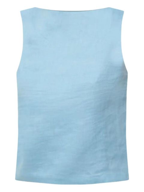 STAUD Boa boat-neck linen tank top - Blue - zdjęcie produktu nr 1