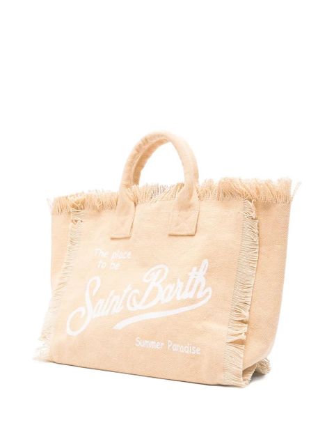 MC2 Saint Barth Colette frayed logo-print tote bag - Neutrals
