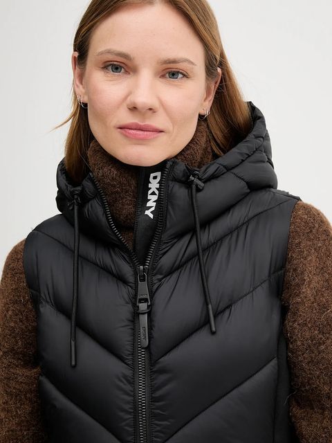 Dkny bezrękawnik kolor czarny przejściowy DLEMPW23