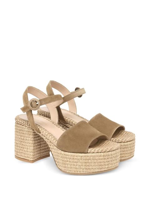 Gianvito Rossi 75mm Carol buckle-suede sandals - Brown