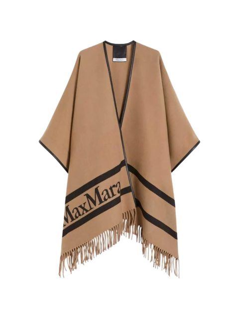 Max Mara jacquard fringed-hem wool poncho - Neutrals - zdjęcie produktu nr 1