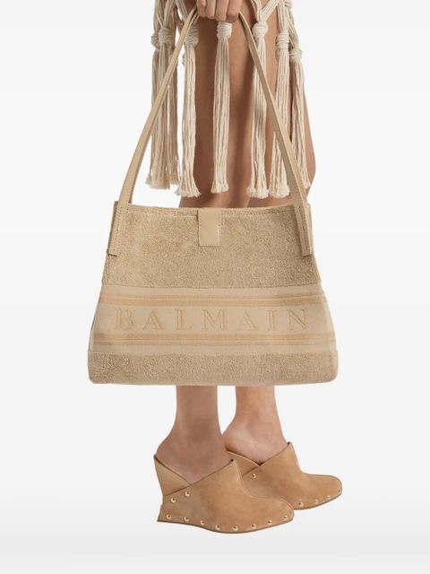 Balmain small Release tote bag in cotton bouclé - Neutrals - zdjęcie produktu nr 2