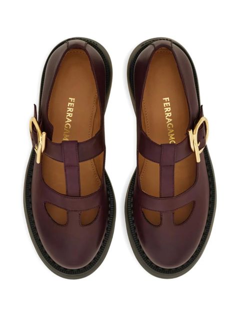 Ferragamo T-strap buckle loafers - Red