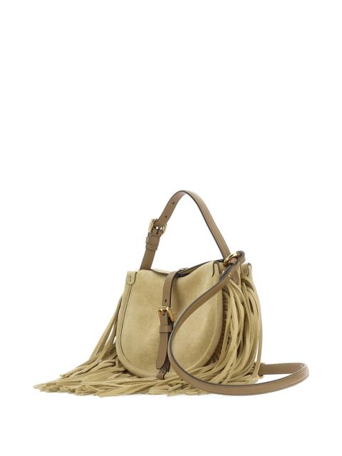 ETRO Pony fringe-design buckle-detail leather shoulder bag - Neutrals
