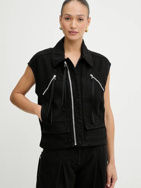 Pinko bezrękawnik bawełniany damski kolor czarny przejściowy 105237 A2M8