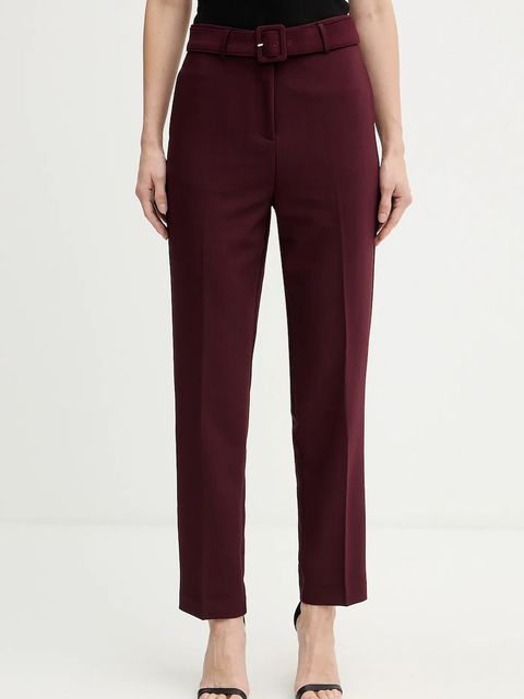 Morgan spodnie damskie kolor bordowy fason cygaretki high waist PLUNE.F - zdjęcie produktu nr 1