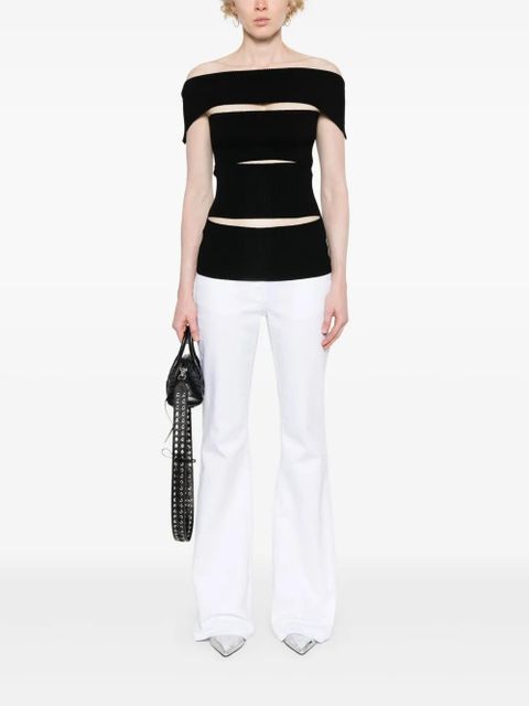 Givenchy raw-cut detail low-rise flared jeans - White