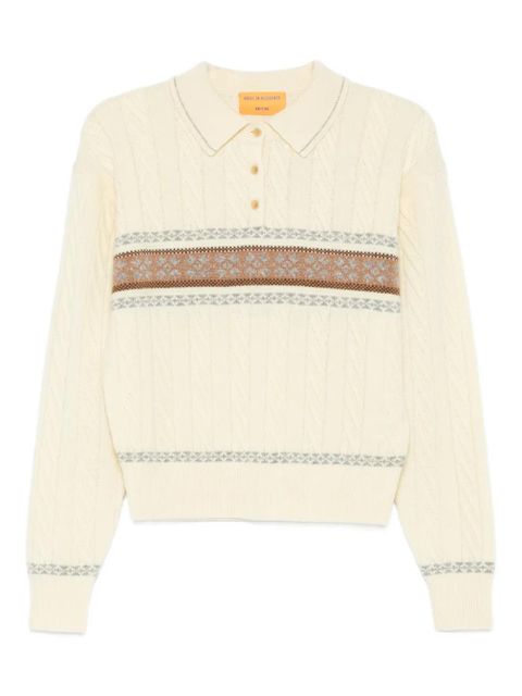 Guest In Residence cable collegiate knitted polo top - Yellow - zdjęcie produktu nr 1