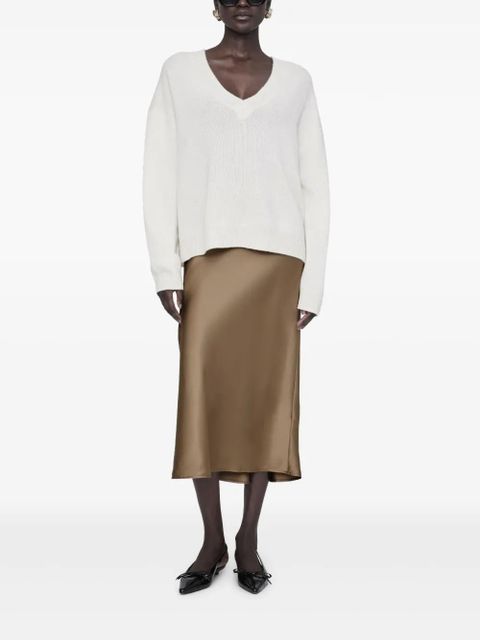 ANINE BING Bar silk midi skirt - Brown - zdjęcie produktu nr 2