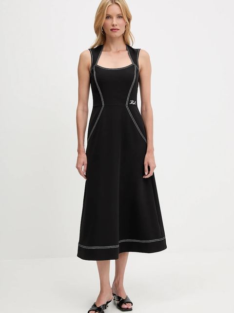 Karl Lagerfeld sukienka kolor czarny midi prosta A3W13032 - zdjęcie produktu nr 1