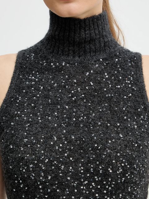 Marella sukienka z dodatkiem wełny kolor szary maxi dopasowana 2523326072200