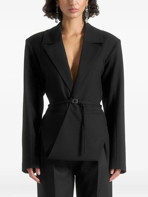 Manière De Voir Yuna plunge-tailored belt blazer - Black - zdjęcie produktu nr 1