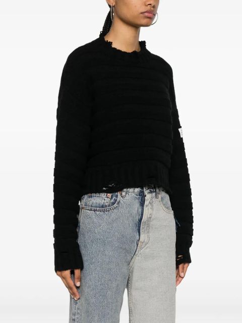 MM6 Maison Margiela distressed chunky-knit jumper - Black