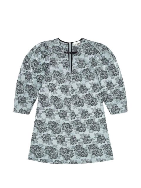 GANNI floral jacquard mini dress - Blue - zdjęcie produktu nr 1