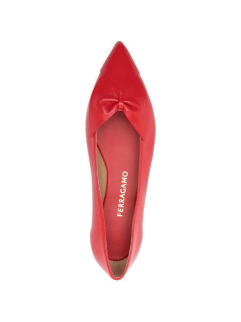 Ferragamo bow ballet flats - Red