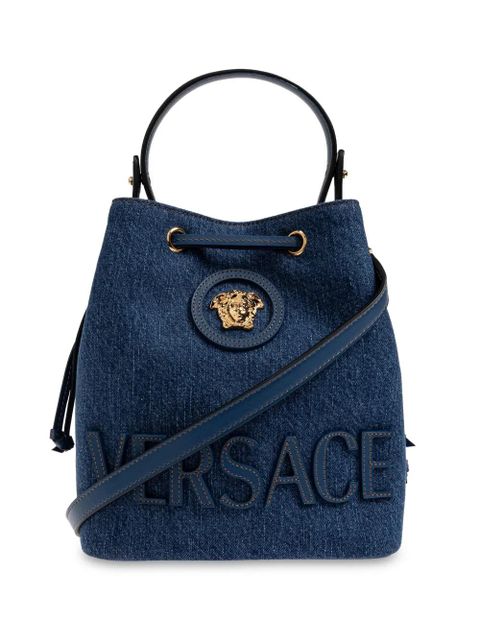 Versace La Medusa denim bucket bag - Blue - zdjęcie produktu nr 1