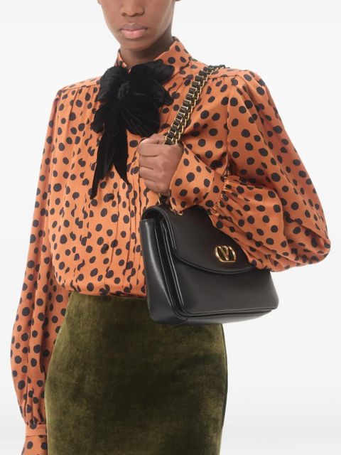 Valentino Garavani crepe satin shirt with Plus de Pois Dalmata print - Orange