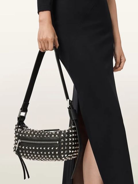 AllSaints torebka skórzana kolor czarny W558XD