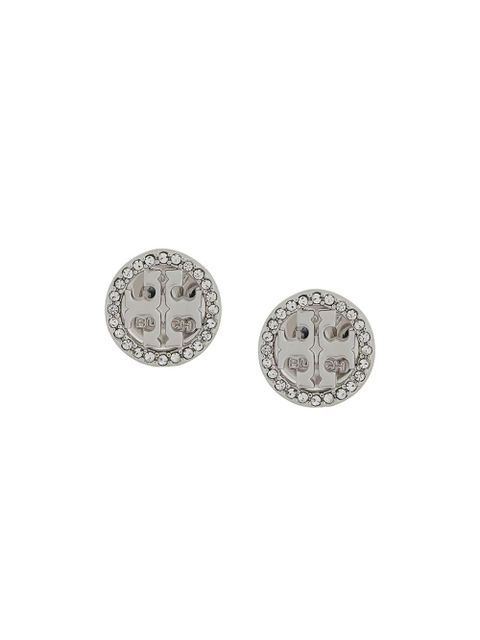 Tory Burch Icon pave stud earrings - Silver - zdjęcie produktu nr 1