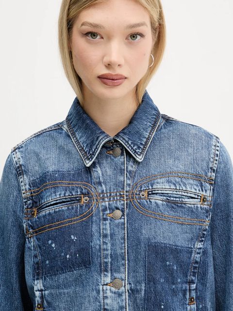 Guess Originals kurtka jeansowa HARRINGTON kolor niebieski przejściowa W5YN69 D5R01