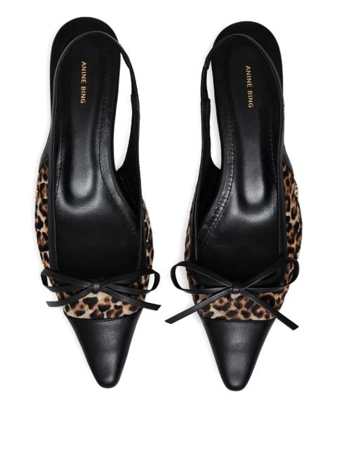 ANINE BING Zoey leopard-print slingback ballet flats - Black - zdjęcie produktu nr 2
