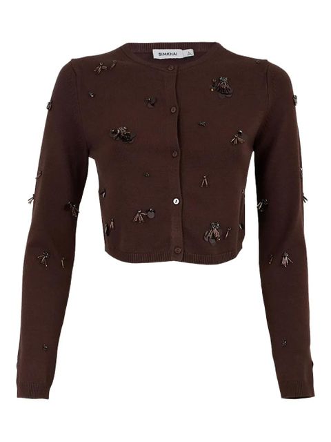 Simkhai Zadie embellished cropped cardigan - Brown - zdjęcie produktu nr 1