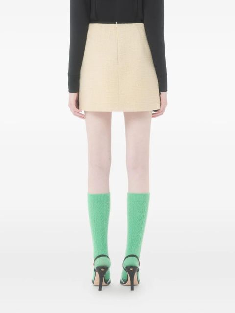 Valentino Garavani pleated-ruffle tweed skirt - Neutrals