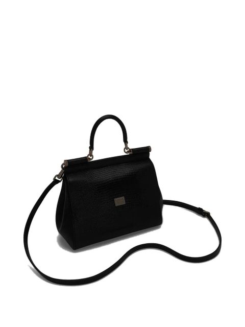 Dolce & Gabbana medium Sicily embossed-leather top-handle tote bag - Black