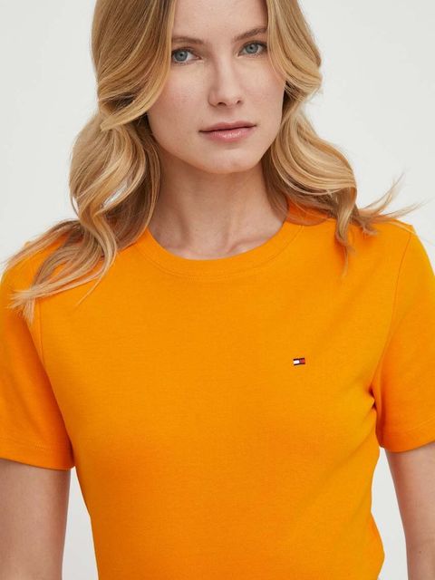 Tommy Hilfiger t-shirt bawełniany damski kolor pomarańczowy WW0WW40587