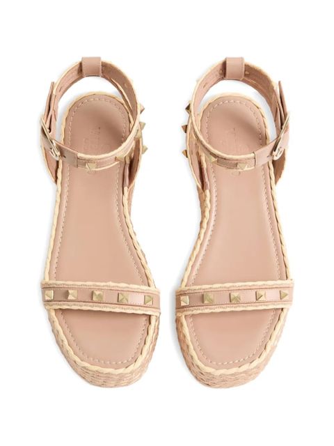 Valentino Garavani Rockstud flatform sandals in calfskin 45mm - Neutrals