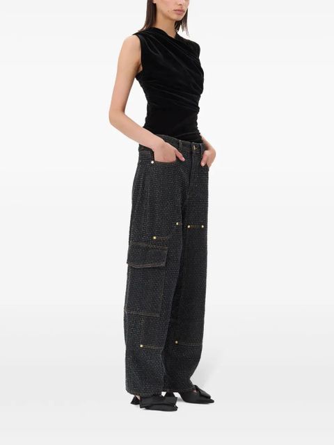 GANNI ruched-detailing top - Black