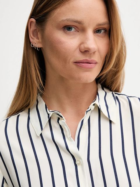 United Colors of Benetton koszula damska kolor beżowy regular z kołnierzykiem klasycznym 5T17DQ0AZ