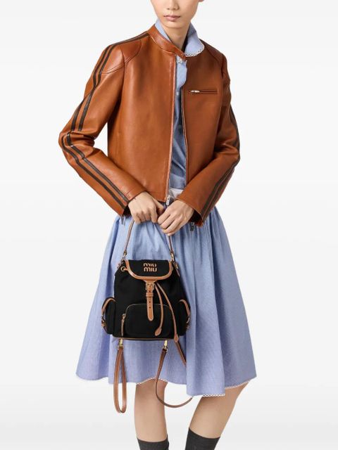 Miu Miu canvas and leather backpack - Black - zdjęcie produktu nr 2