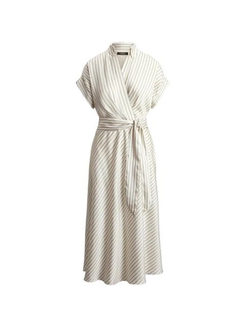 Lauren Ralph Lauren stripe-pattern wrap-style dress - Neutrals - zdjęcie produktu nr 1