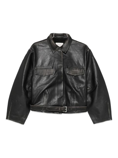 St. Agni leather belted jacket - Black