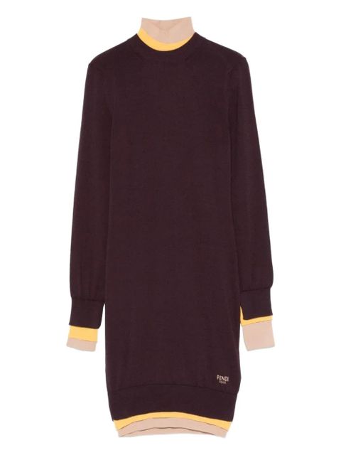 FENDI contrasting-trim dress - Brown