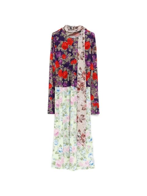 Acne Studios floral-print midi dress - Purple - zdjęcie produktu nr 1